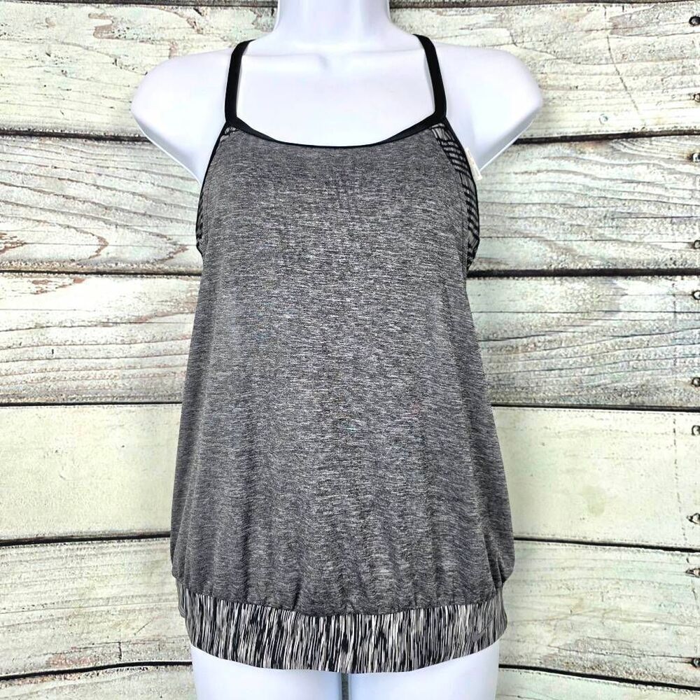 Nike Dri-FIT Racerback Tank Top Gray Black Small
